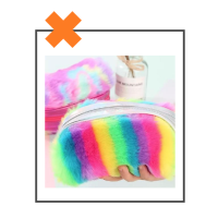 Etui / make-up tasje fluffy Regenboog